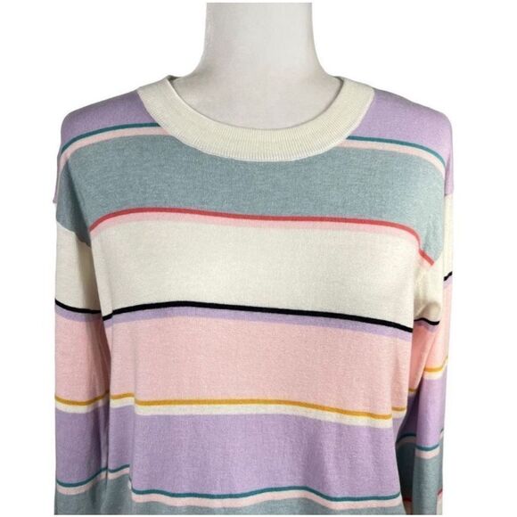 Splendid Silk-Cotton Blend Pullover Sweater Sz XSmall Multicolored Striped NWT ! - Picture 2 of 13